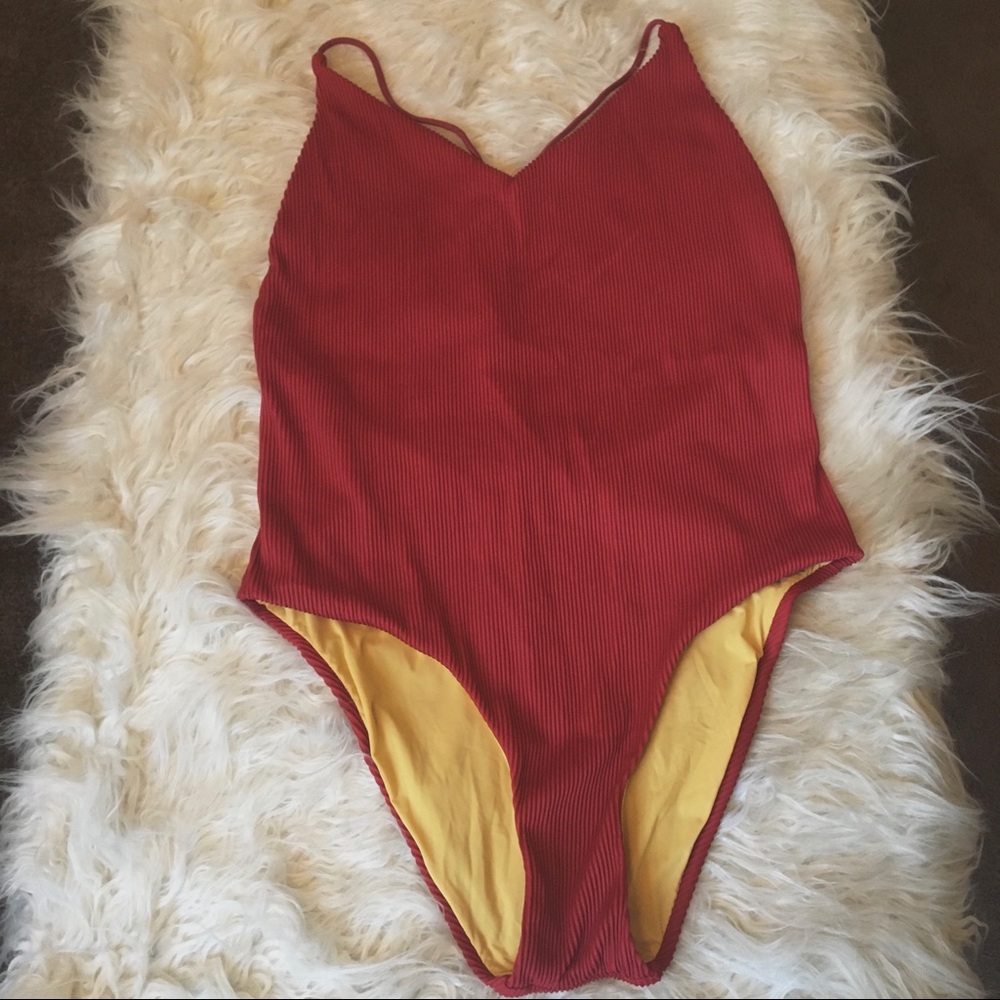 Dolce Vita Red and Yellow One Piece Swimsuit